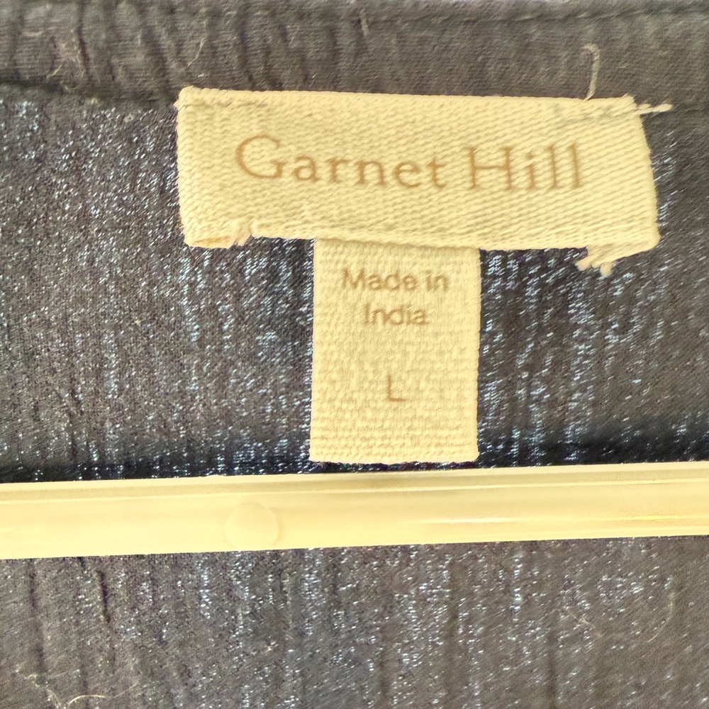 Garnet Hill Large Black Top with White Embroidery - Picture 2 of 4
